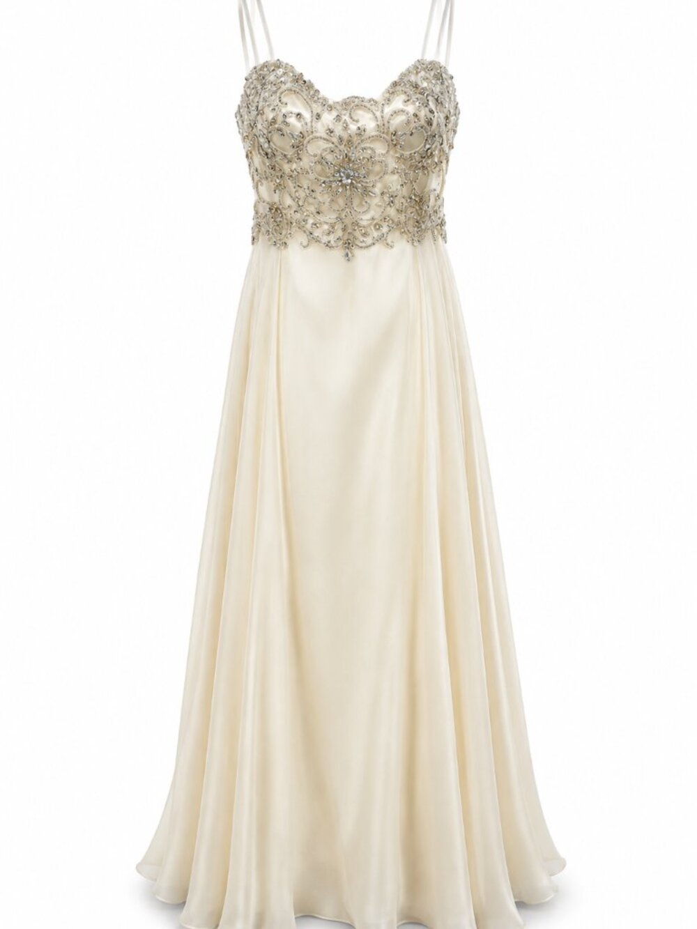 Terani Couture Resort Glam Beaded Strapless Gown Ivory Sz 12 Prom Formal